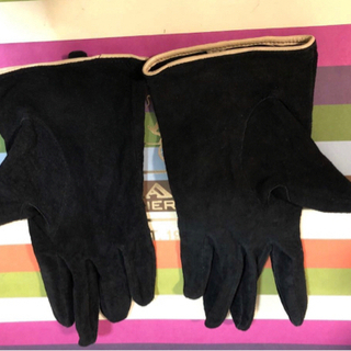 極美品本革花柄ブラックグローブ 手袋 レザーグローブ GLOVEの画像