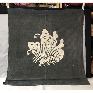e876 古布 額装 染物 布絵 古道具 藍染の画像