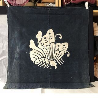 e876 古布 額装 染物 布絵 古道具 藍染の画像