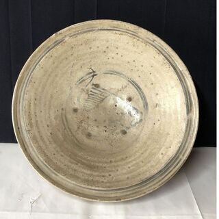e877 スコタイ古窯 鉄絵魚紋平鉢 宋胡禄 飾り皿 タイの古陶