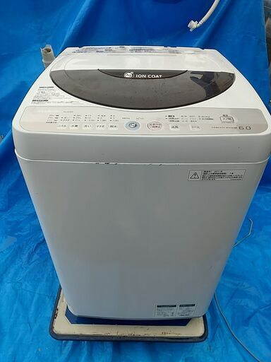 J　SHARP シャープ 全自動洗濯機 ES-GE60K-T 6kg Ag+イオンコート 送風機能搭載 倍速コース 除菌・防臭 2011年製