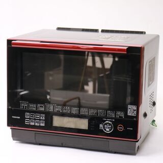 店123)【美品】TOSHIBA 東芝 加熱水蒸気オーブンレンジ ER-PD3000(R) レッド 石窯ドーム 2016年製 スチーム機能搭載