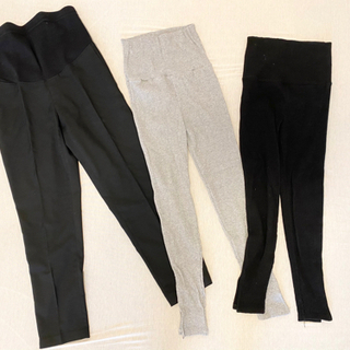 マタニティ用リブレギンス2枚とUNIQLOセンタープレスパンツセット