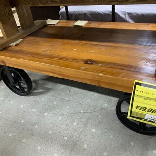 ■オールドパイン　トロリーテーブル　車輪付き　