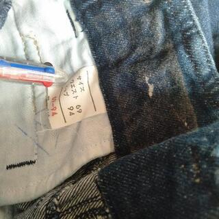 デニムスカート　膝丈スカート　濃いブルーの画像