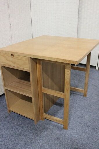 天然木 バタフライテーブル サイドテーブル ダイニング アッシュ ナチュラル 伸長式 HOT-523 東谷 テーブル 中古家具 店頭引取歓迎 R4112)