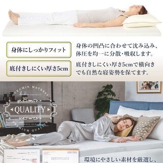 GOKUMIN マットレス 低反発 ベットマット 敷布団 厚さ5cm　シングルの画像