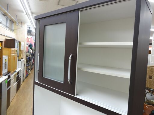 レンジボード ダークブラウン 幅88.5㎝ キッチンボード 食器棚　西岡店