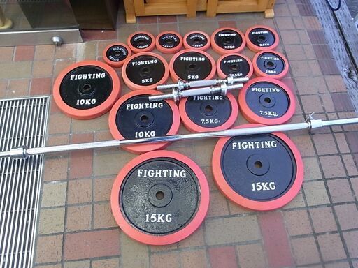 ファイティングロード ラバー バーベル/ダンベル100kgセット 総額35,821円のセットです！
