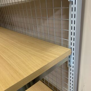店舗什器 木棚 木製収納トロッコ付き