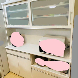 大容量食器棚　光沢　石目調　二つに分解可