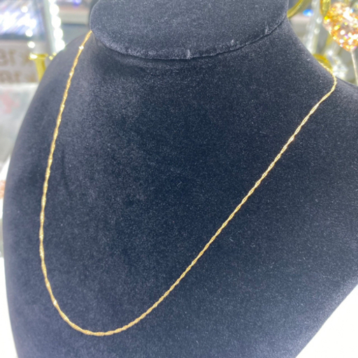 【中古品】K18 スクリューネックレス 0.9g  44cm［160］