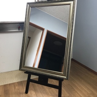 【中古・美品】大型ミラー(アンティークシャンパンゴールド)