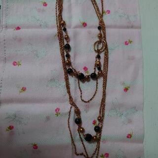 ピンクゴールド　5連ロングネックレス