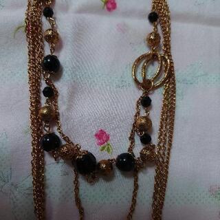 ピンクゴールド　5連ロングネックレスの画像