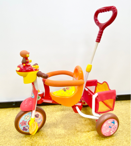 【アンパンマン】三輪車 手押し棒付き★エムアンドエム
