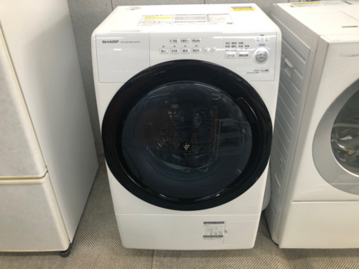 【リサイクルサービス八光　田上店　安心の3か月保証　配達設置ok】シャープ ドラム式 洗濯乾燥機 ヒーターセンサー乾燥 左開き(ヒンジ左) 洗濯7kg/乾燥3.5kg ホワイト系 幅　DDインバーター搭載 2020年モデル ES-S7E-WL