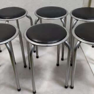 不二貿易 パイプ丸イス 6脚セット FB-01BK (1010BK)