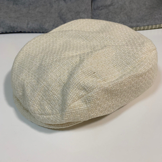 ハンチング 白 パール付き