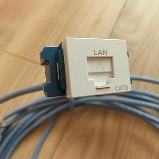 LANケーブル 5m CAT6 パナソニックぐっとす(メス壁埋め込み)付きの画像