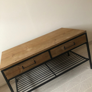 アイアンウッド2ドロワーテーブルの画像