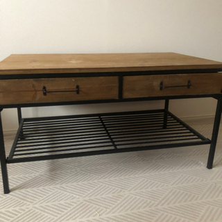 アイアンウッド2ドロワーテーブルの画像