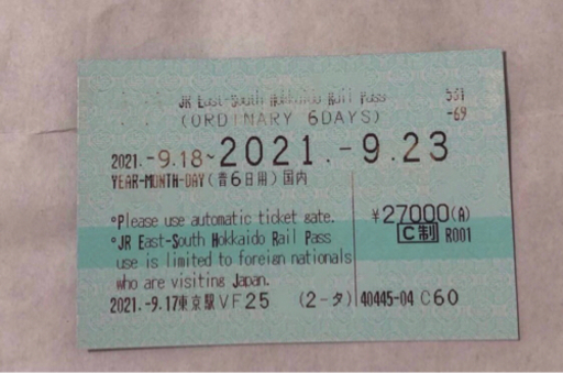 新幹線free pass(大人二人分)