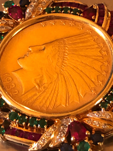 アンティーク金貨　k22 k18  ダイヤモンド　ルビー　サファイア　エメラルド