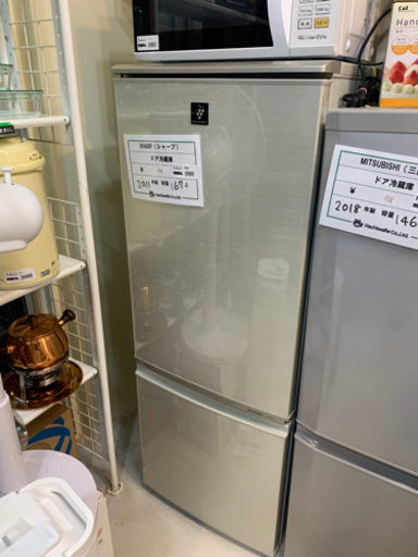 ☆SHARP 冷蔵庫 2ドア 11年 167l 幅 48 高さ 128 奥行 57 動作確認済み☆ 配送可能 さいたま市
