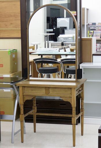 北海道/千歳市 美容室トリミング台 アンティークドレッサー 両面鏡 近郊配送/店頭でのお受渡し大歓迎