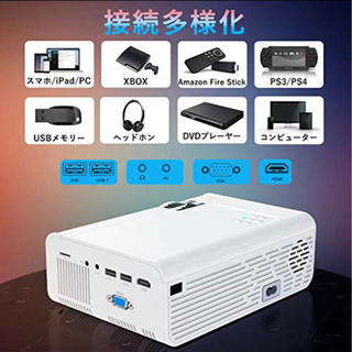 【新品未使用】プロジェクター 6500lm 小型 WiFi ホームプロジェクター 1920×1080P最大解像度 HIFIスピーカー ズーム機能 USB/HDMI/AV/VGA対の画像