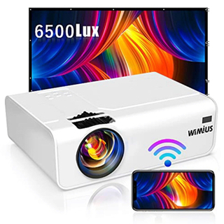【新品未使用】プロジェクター 6500lm 小型 WiFi ホー...