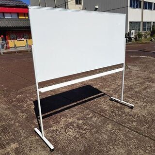 自立片面ホワイトボード『中古良品、凹みあり』1800ｘ900 　【リサイクルショップサルフ】