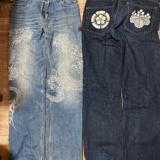 中古デニム　和柄刺繍　絡繰魂　胤富仁帝　5点　引き取りのみ