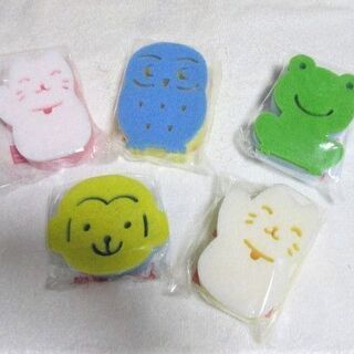 ☆新品☆縁起物どうぶつスポンジ　5個セット