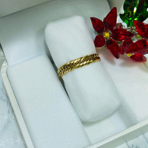 (中古品) k18 12面トリプル 喜平リング 21号 3.1g［50］