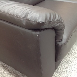 ブラック レザー(合皮) 3人掛けソファー【9650747】