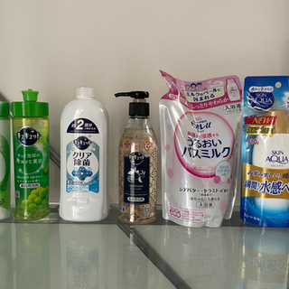食器用洗剤、入浴液、日焼け止め一式