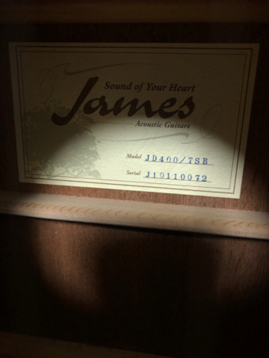 ギター　James ジェームス JD-400 TSB TOP単板 アコースティックギター