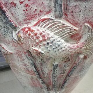 壷 つぼ 置物 池の金魚 作不明 高さ 約86.5cm 中古 札幌市 厚別区の画像