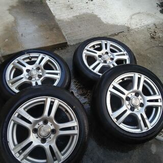 夏タイヤ→アルミホイル4穴１６５／５５／１４インチすり傷ありの画像