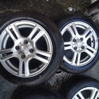 夏タイヤ→アルミホイル4穴１６５／５５／１４インチすり傷ありの画像