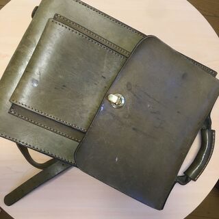 中古本革3wayリュック緑色レトロかわいい