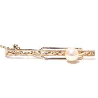 E478 ネクタイピン K18 真珠 タガネ彫 2.8gの画像