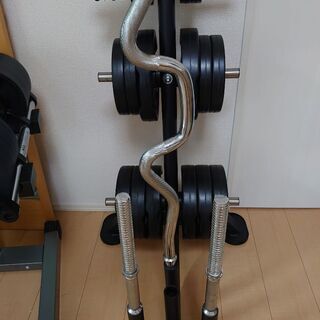 ワイルドフィットの黒ラバー60㎏ダンベルセット(ロングシャフト)...