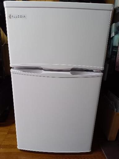 [美品]アレジア 冷蔵庫 小型 一人暮らし 家庭用 97L 冷凍庫付き 2ドア ミニ AR-BC97-NW ALLEGiA
