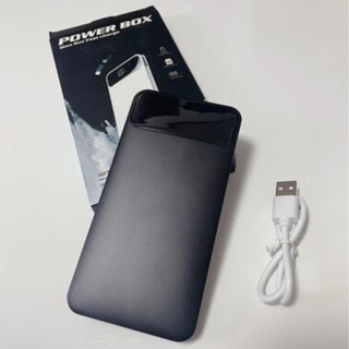 ③新品ブラック　モバイルバッテリー　薄型　携帯　黒　残量表示　変...