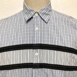 ⭕⭕⭕NY2/39 COMME des GARCONS SHIRT コムデギャルソンシャツ ブルー ブラックライン 長袖シャツ メンズ M サイズ⭕⭕⭕の画像