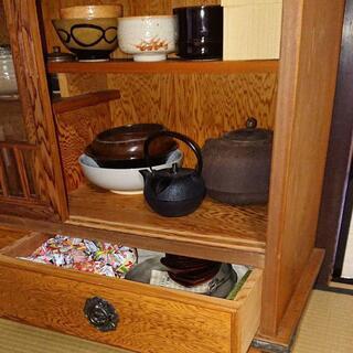値下げ 本屋久杉 茶箪笥 茶棚 民芸家具 違い棚 サイドボード