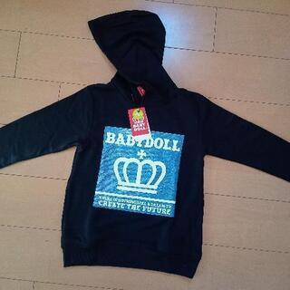 新品　デニム風プリントパーカー150黒ベビードールBABYDOL...